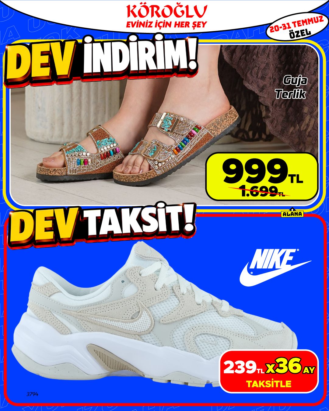 Çift Tokalı Terlik ve Nike Beyaz Spor Ayakkabı