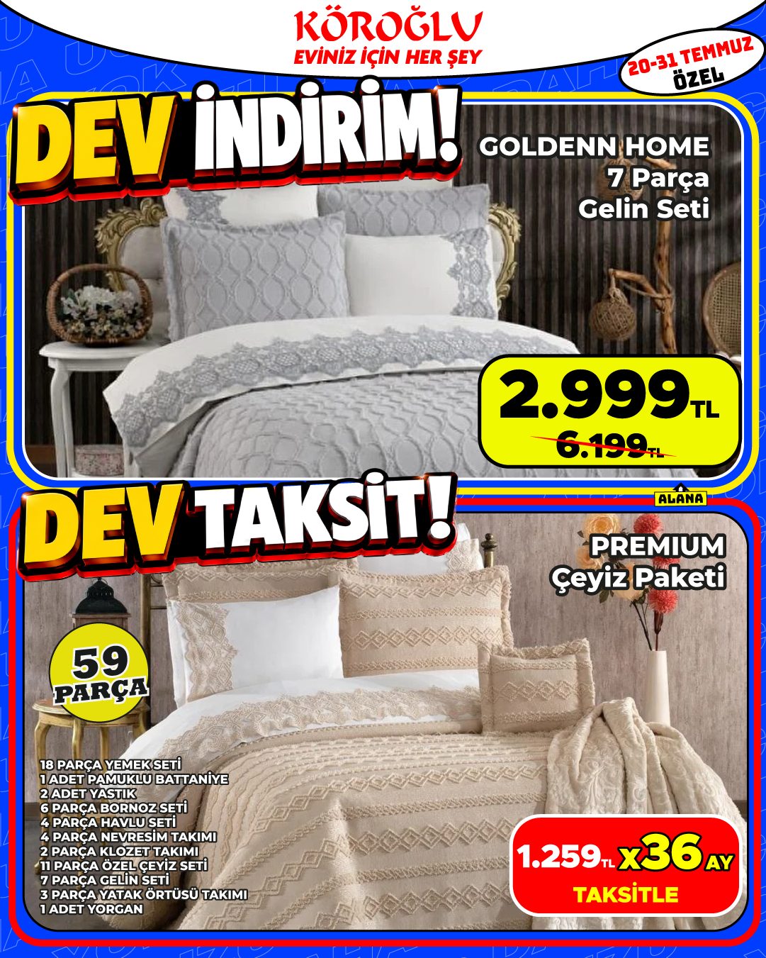 Golden Home 7 Parça Gelin Seti ve Premium Çeyiz Paketi