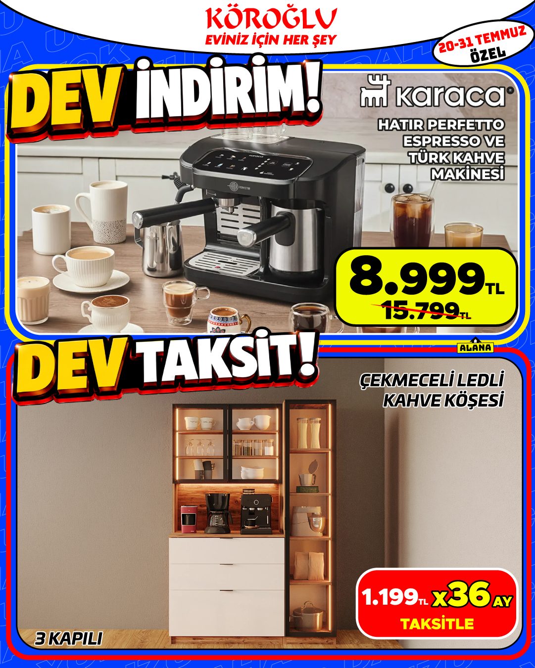 Karaca Hatır Perfect Espresso Makinesi ve Çekmeceli Ledli Kahve Köşesi Main image