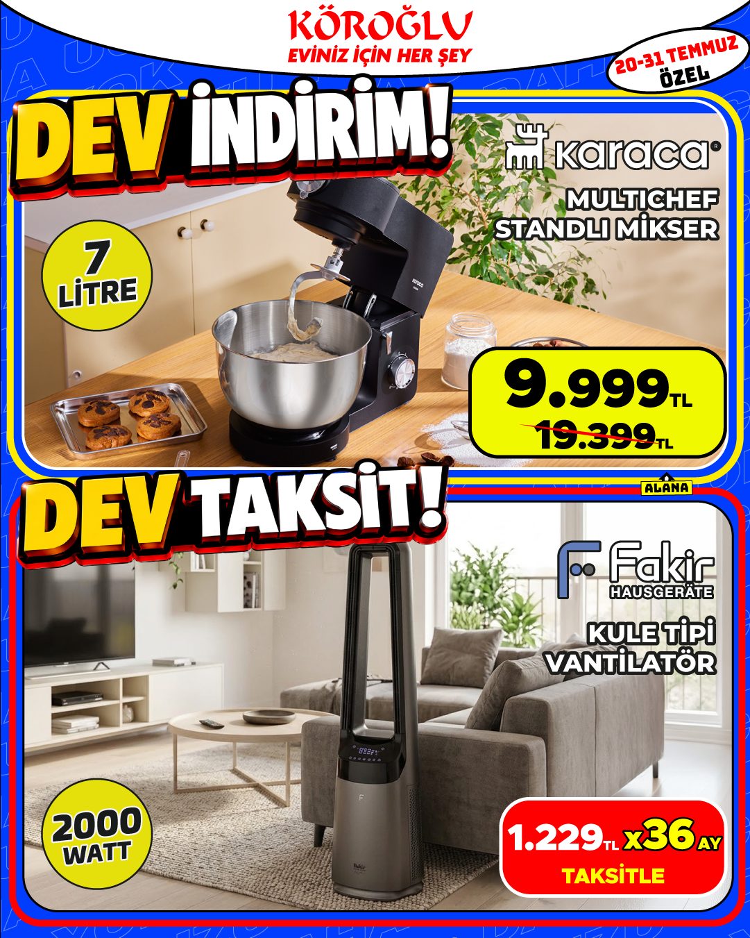 Karaca Multichef Stand Mikser ve Fakir Kule Tipi Vantilatör Main image