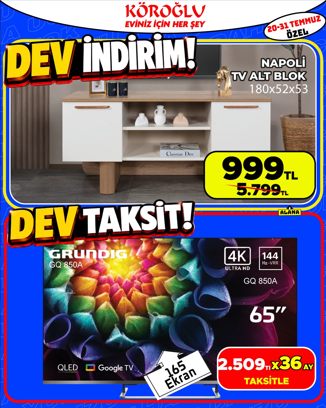 Napoli TV Alt Blok ve Grundig 65 İnç Google TV Main image