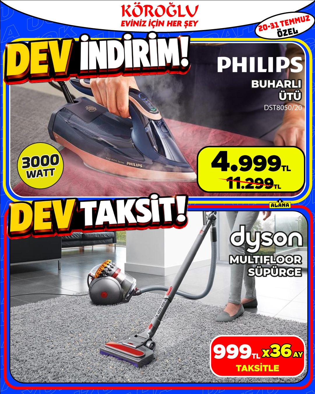 Philips Buharlı Ütü ve Dyson Multifloor Süpürge Main image