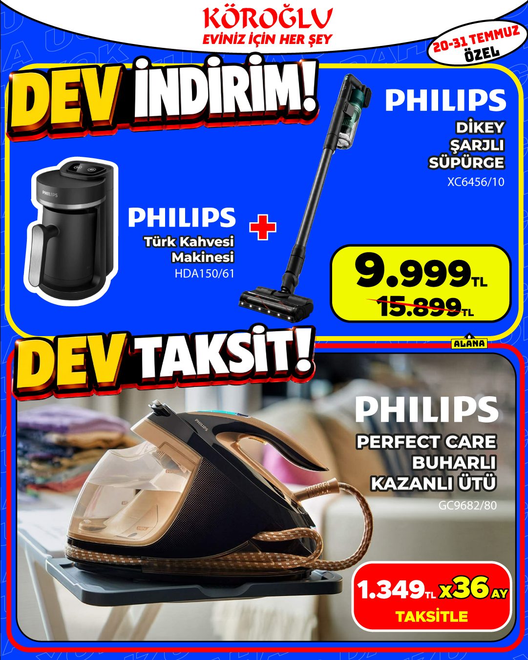 Philips Dikey Şarjlı Süpürge ve Türk Kahvesi Makinesi
