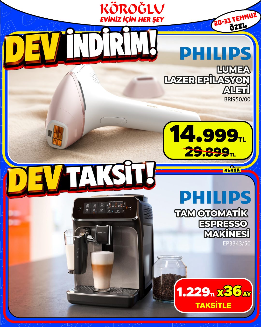 Philips Lumea Lazer Epilasyon ve Philips Tam Otomatik Espresso Makinesi