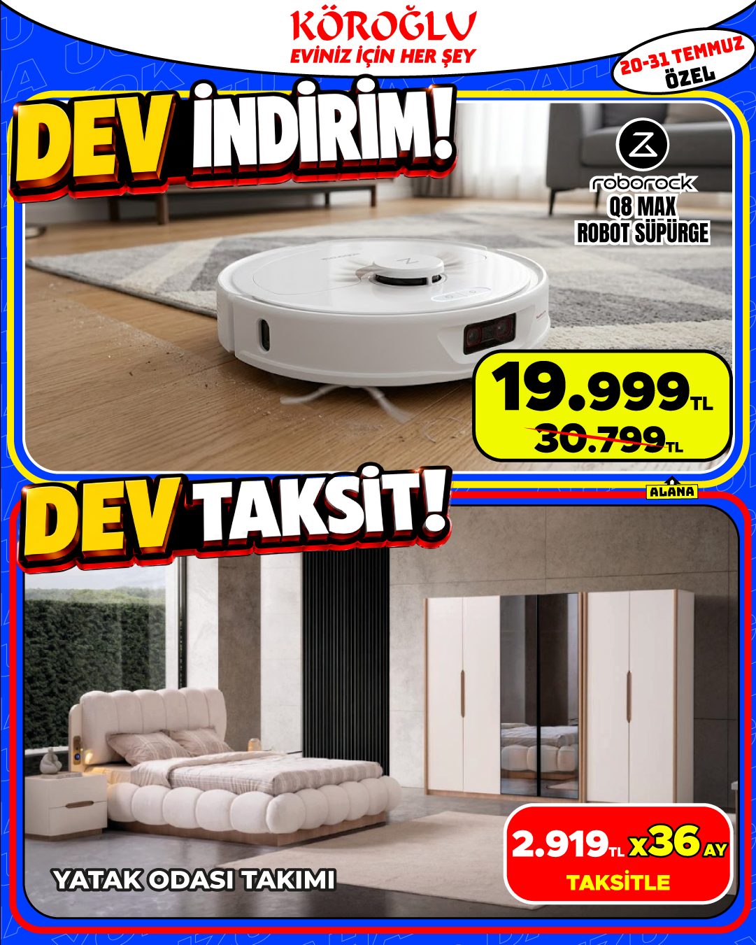 Robot Süpürge ve Yatak Odası Takımı Main image