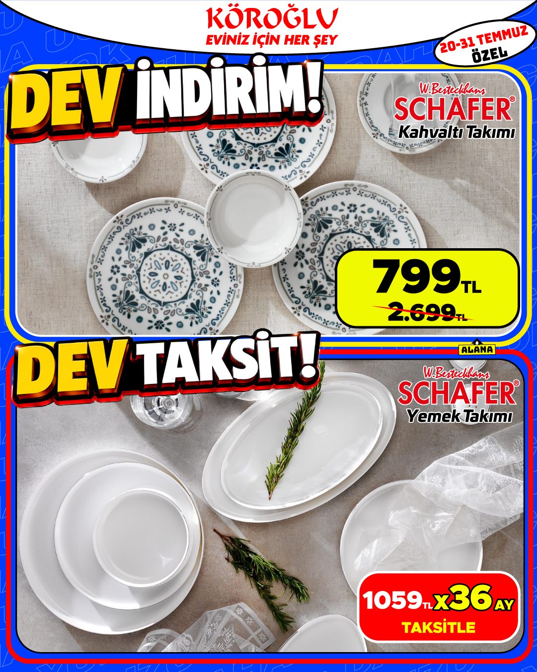 Schaffer Kahvaltı Takımı ve Schaffer Yemek Takımı