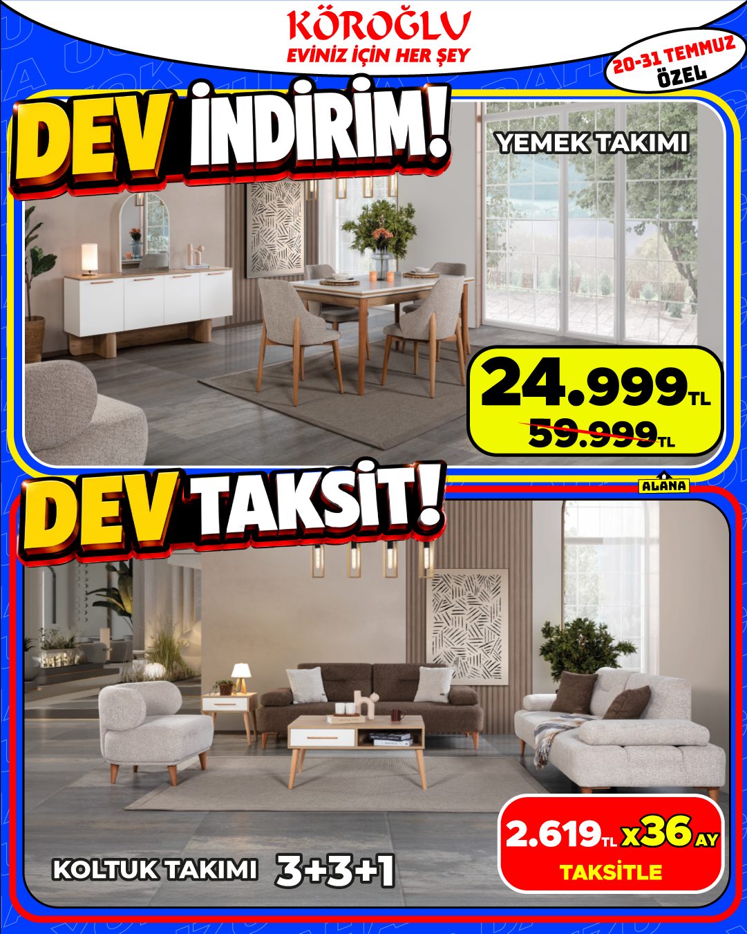 Yemek Odası Takımı ve Koltuk Takımı 3+3+1 Main image