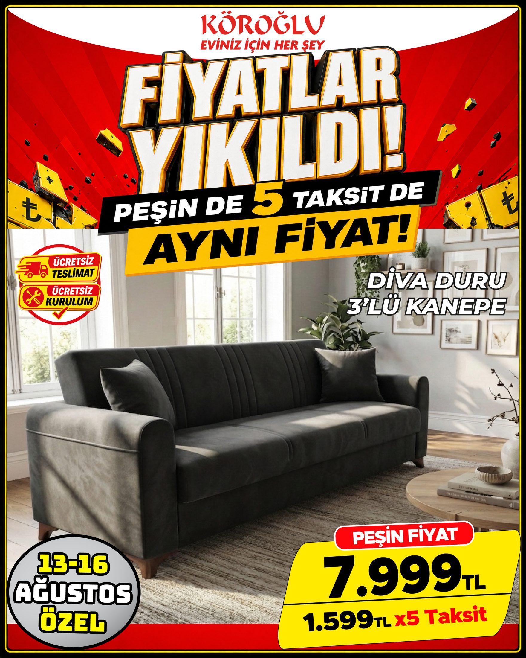 Diva Duru 3'lü Kanepe