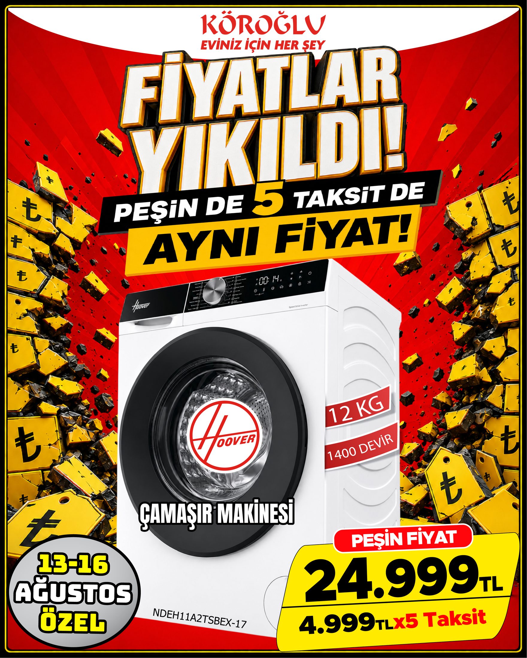 Hoover 12 Kg Çamaşır Makinesi