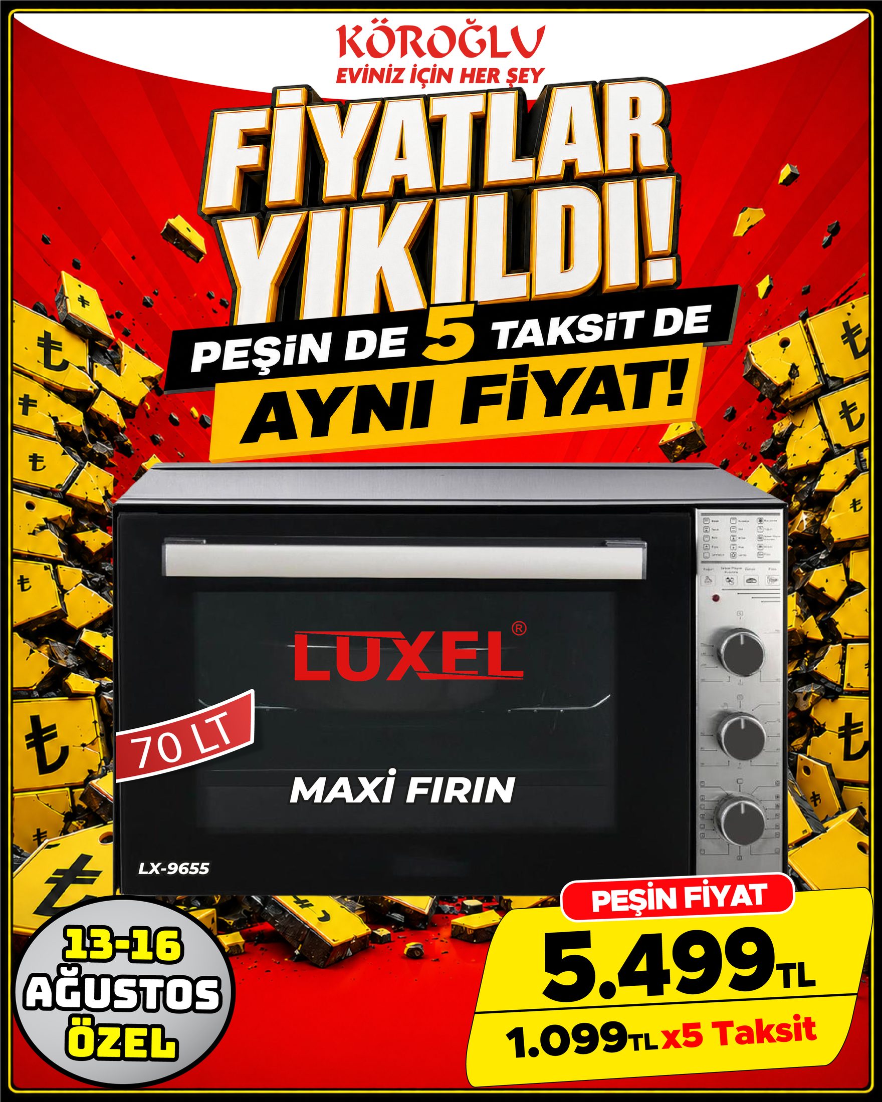Luxell Maxi Fırın 70 Lt