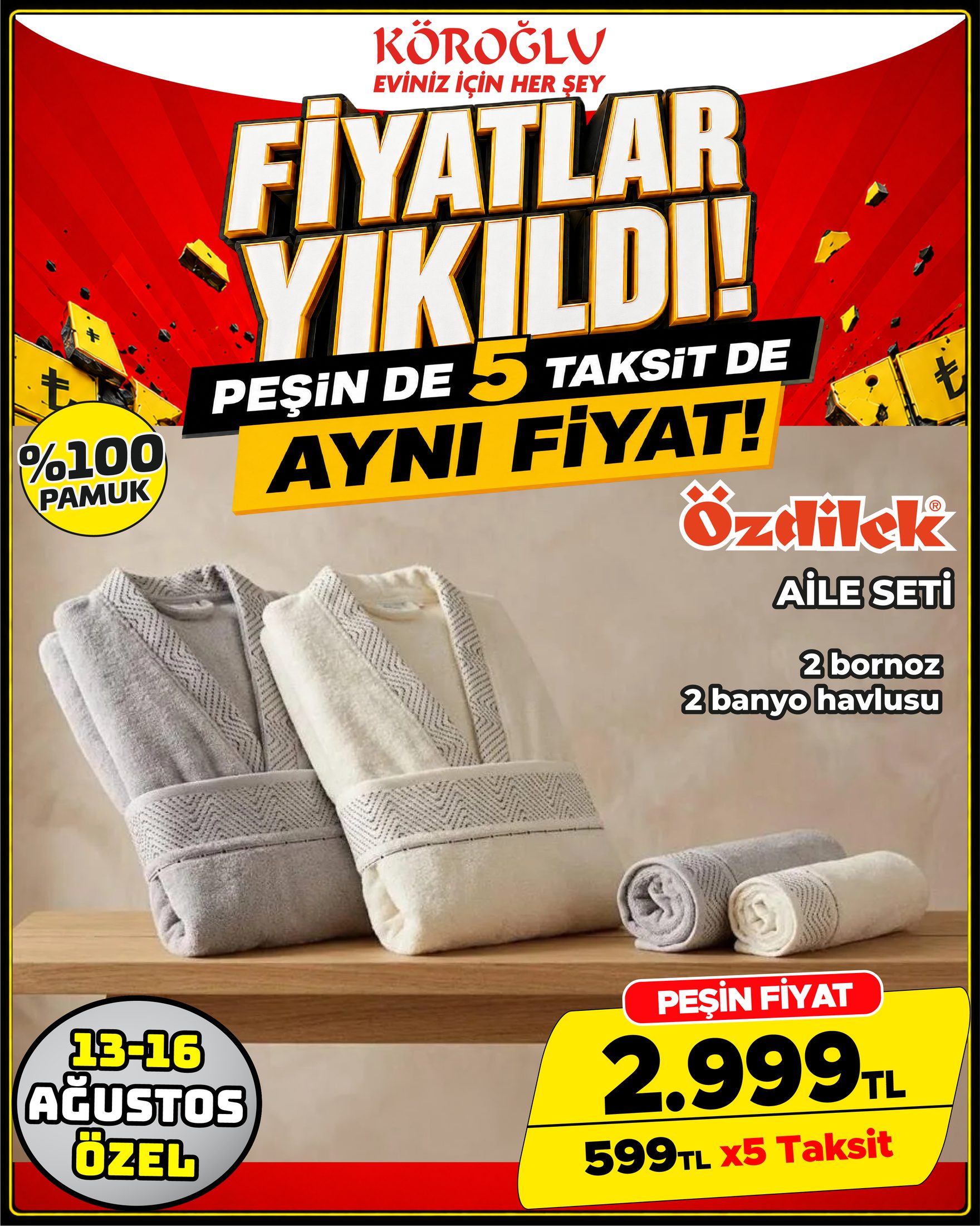 Özdilek Aile Seti Gri Ekru