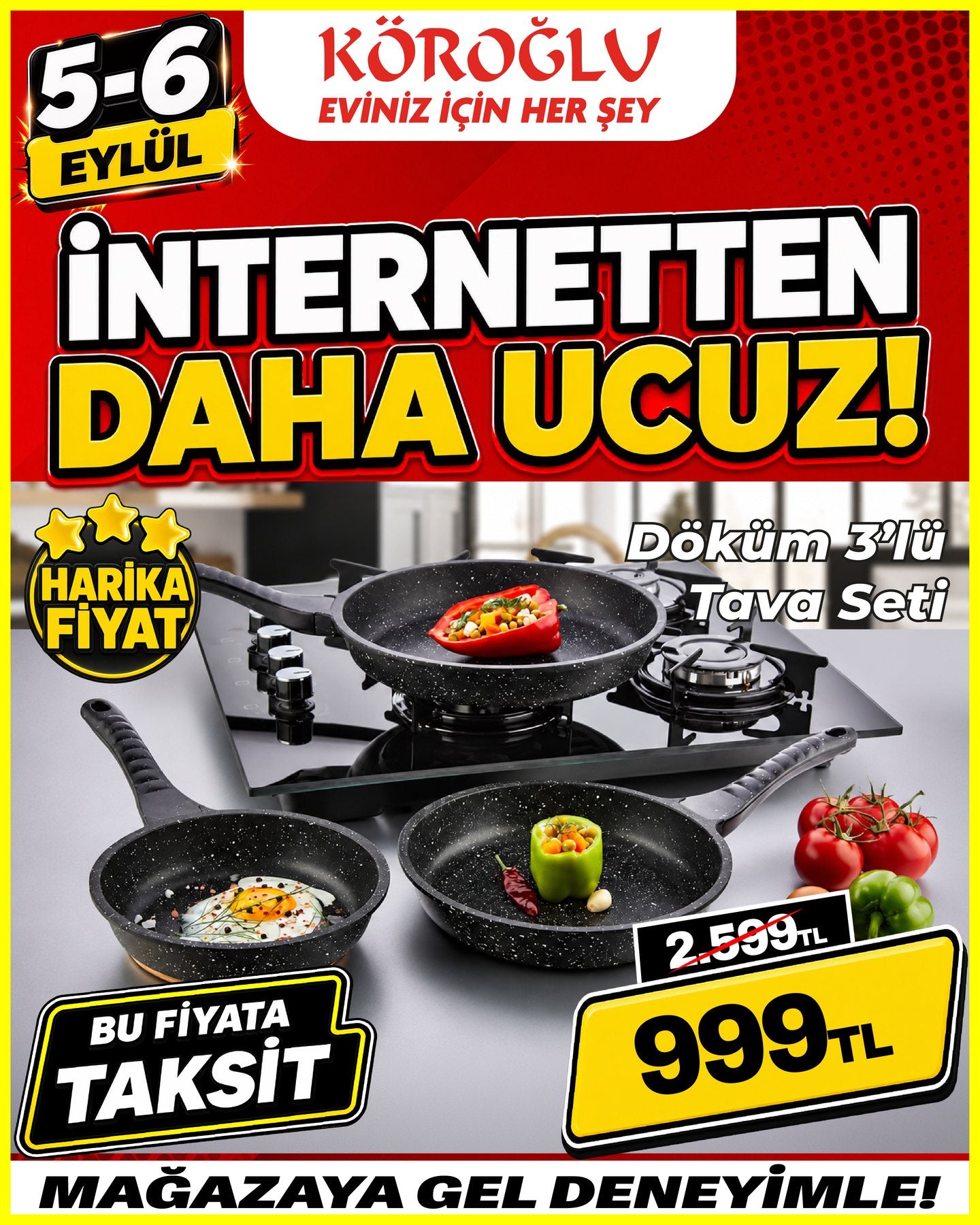 Döküm 3'lü Tava Seti