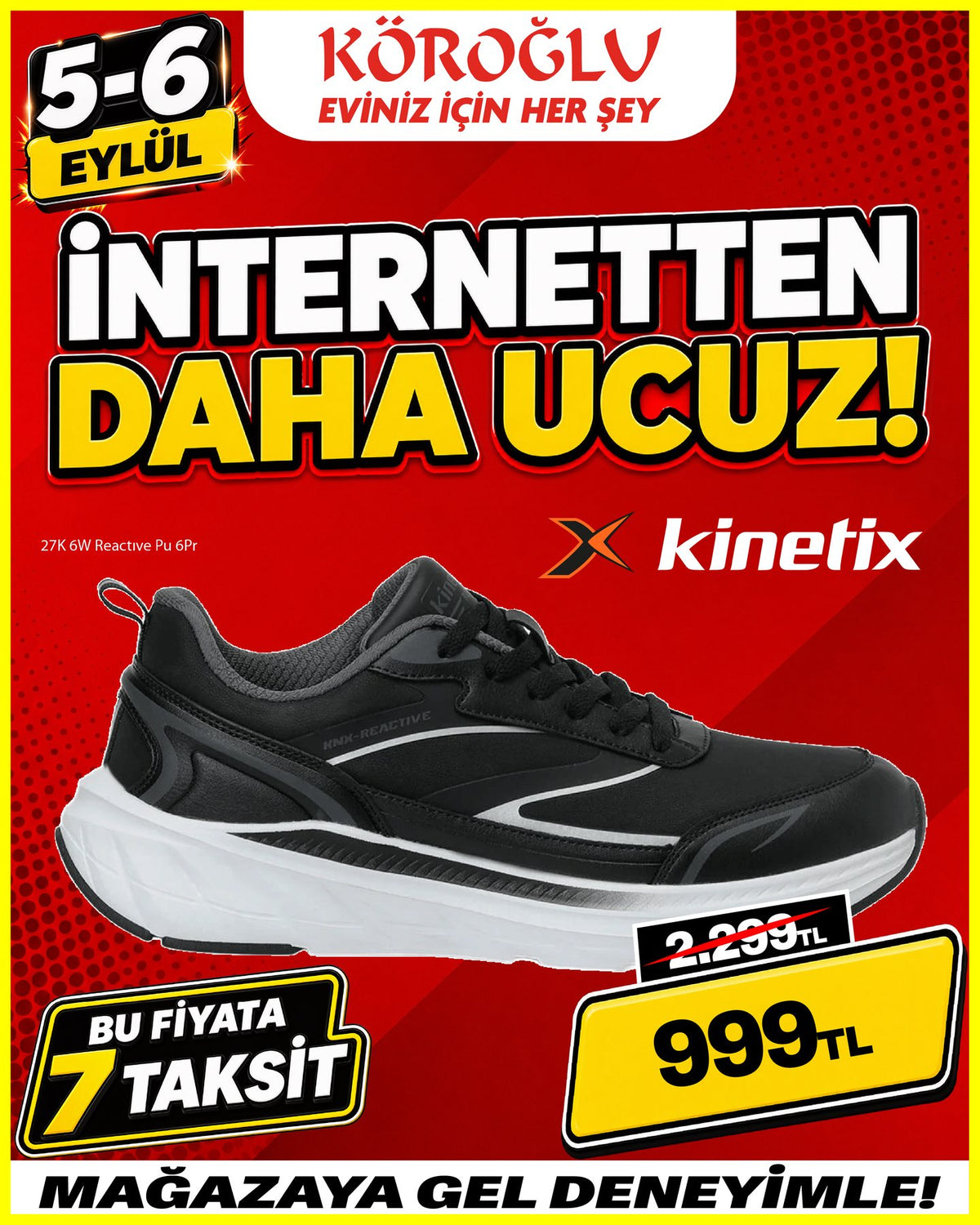 Kinetix Reactive Siyah Spor Ayakkabı