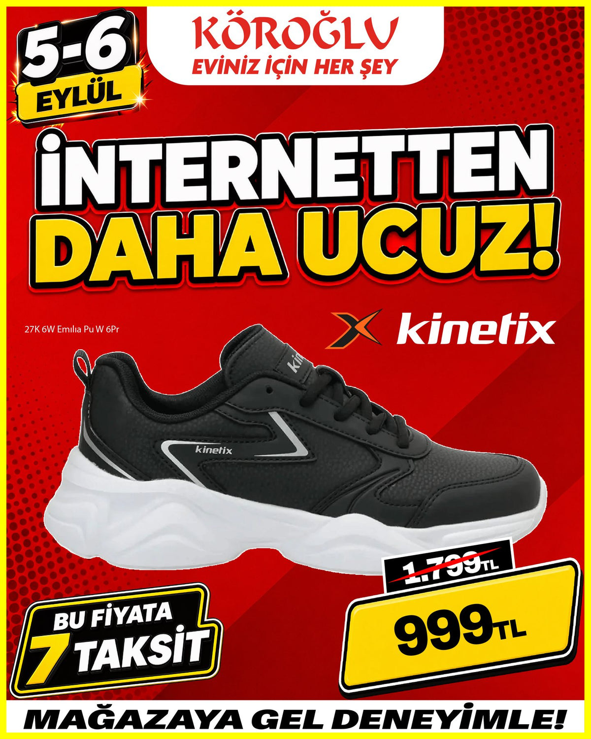 Kinetix Siyah Spor Ayakkabı