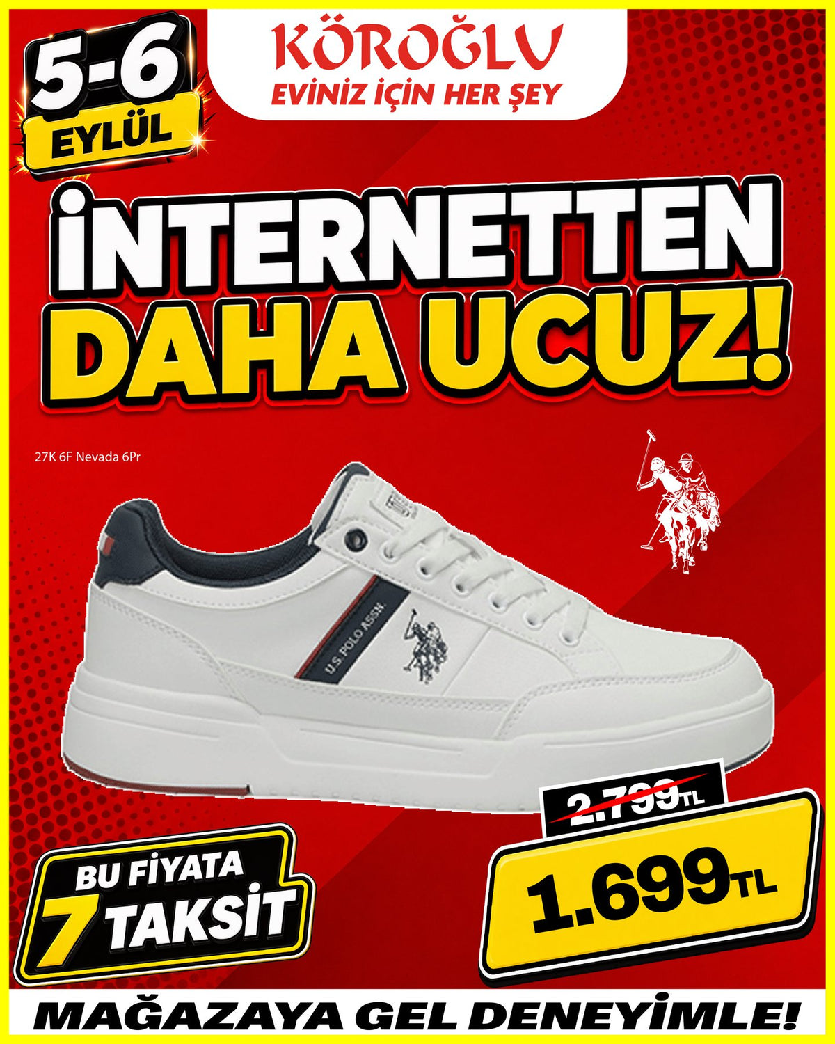 U.S. Polo Beyaz Spor Ayakkabı Main image