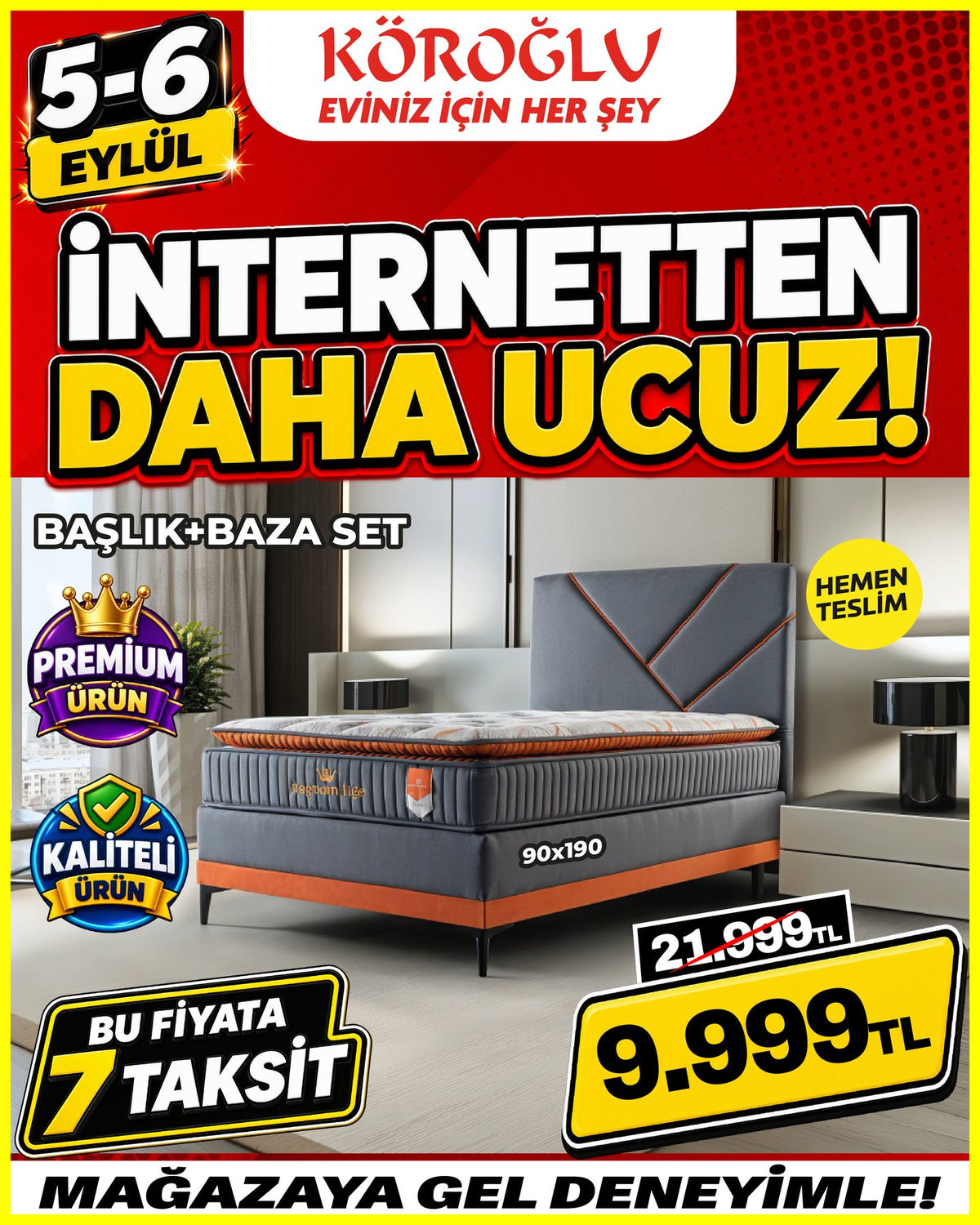Yatak Baza Başlık Seti 90x190