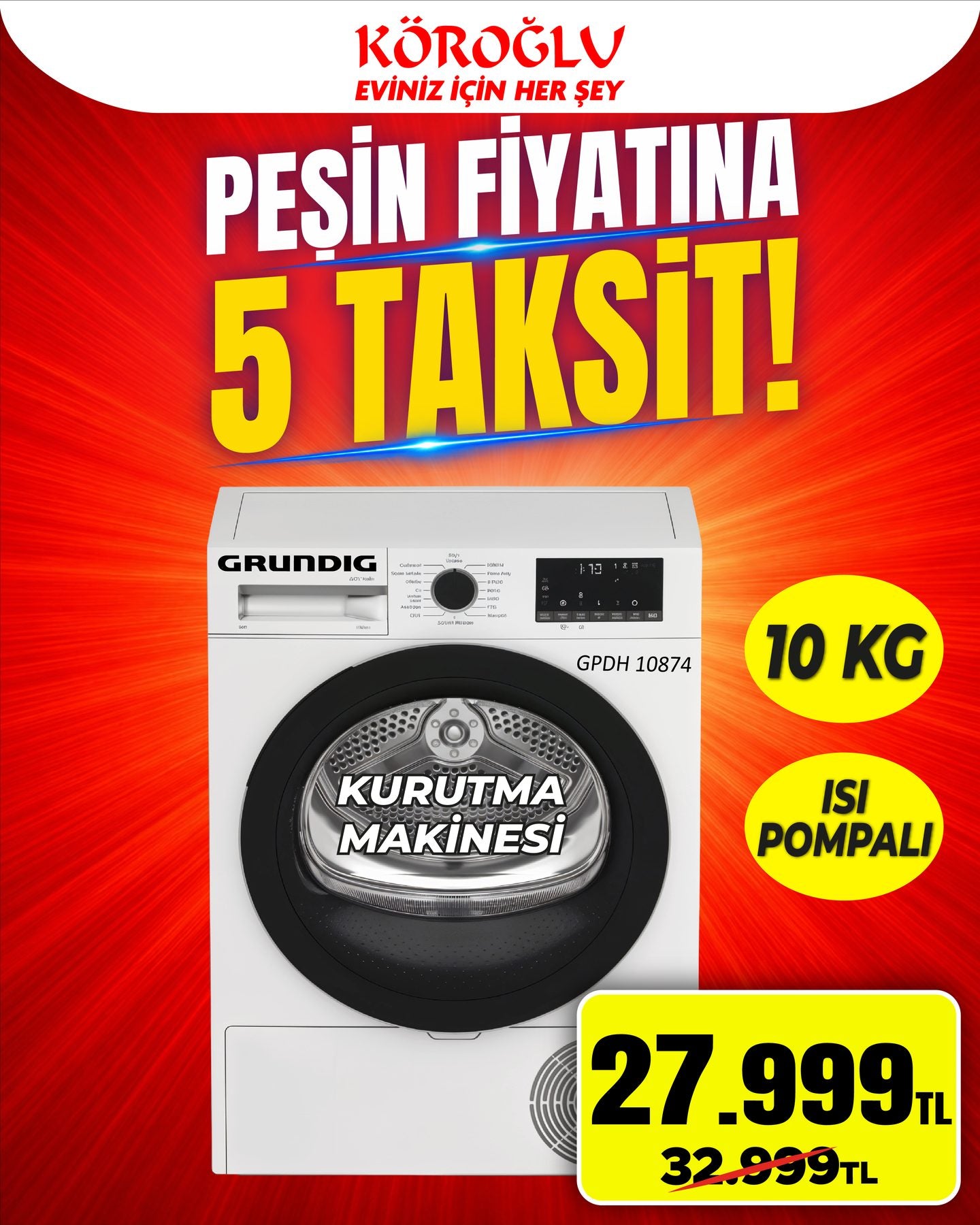 Grundig Kurutma Makinesi 10 Kg