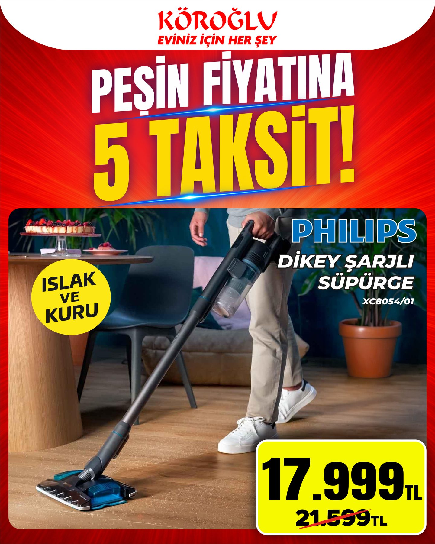 Philips Dikey Şarjlı Süpürge