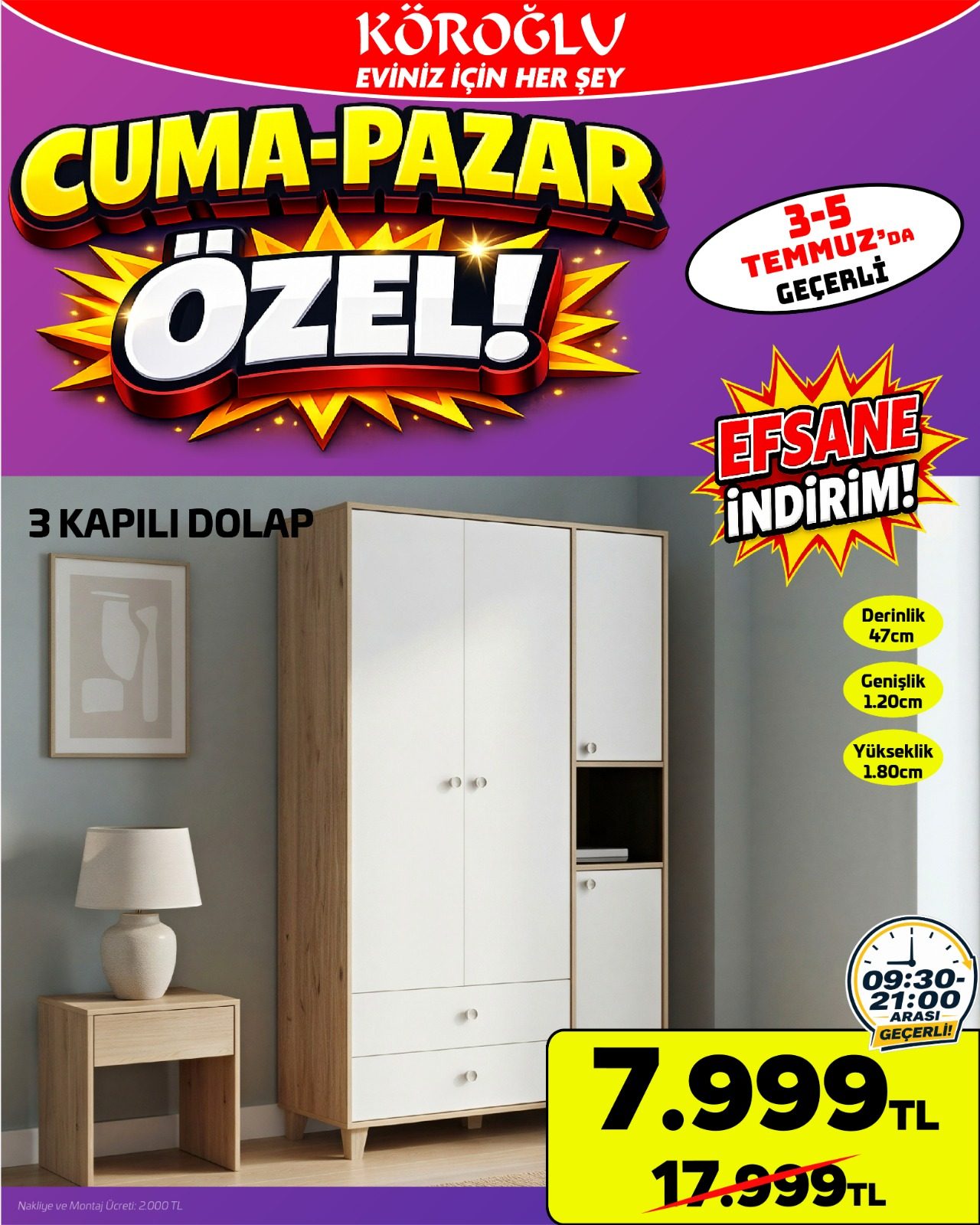 3 Kapılı Dolap