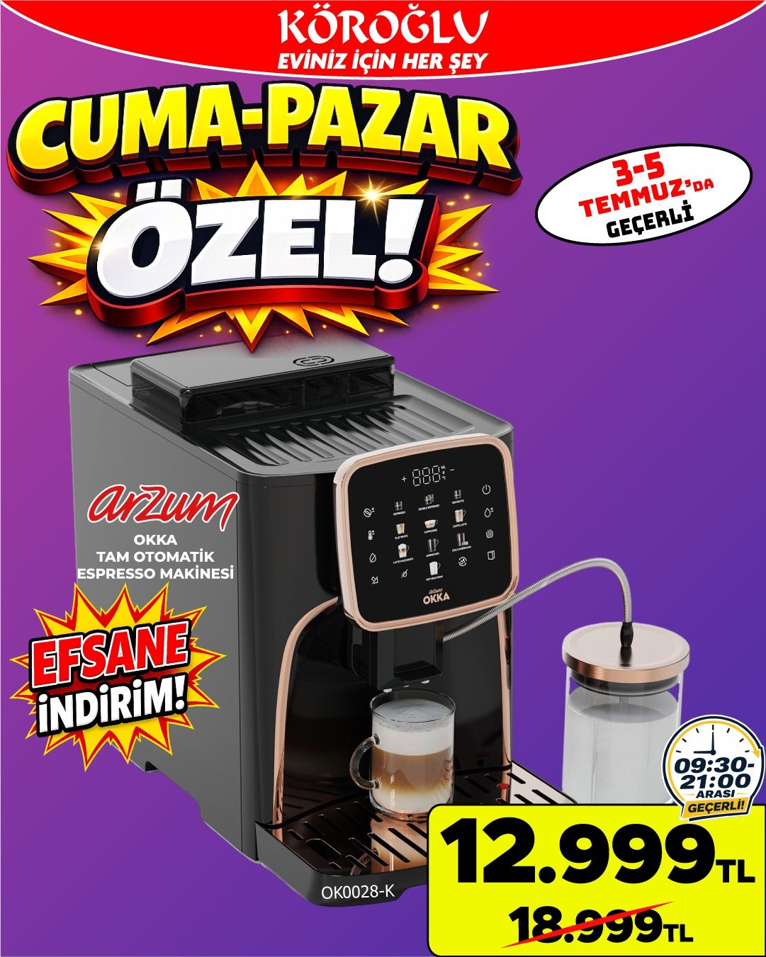 Arzum Okka Tam Otomatik Espresso Makinesi