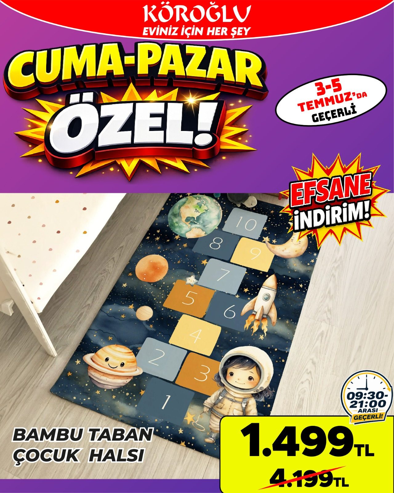 Bambu Taban Çocuk Halısı