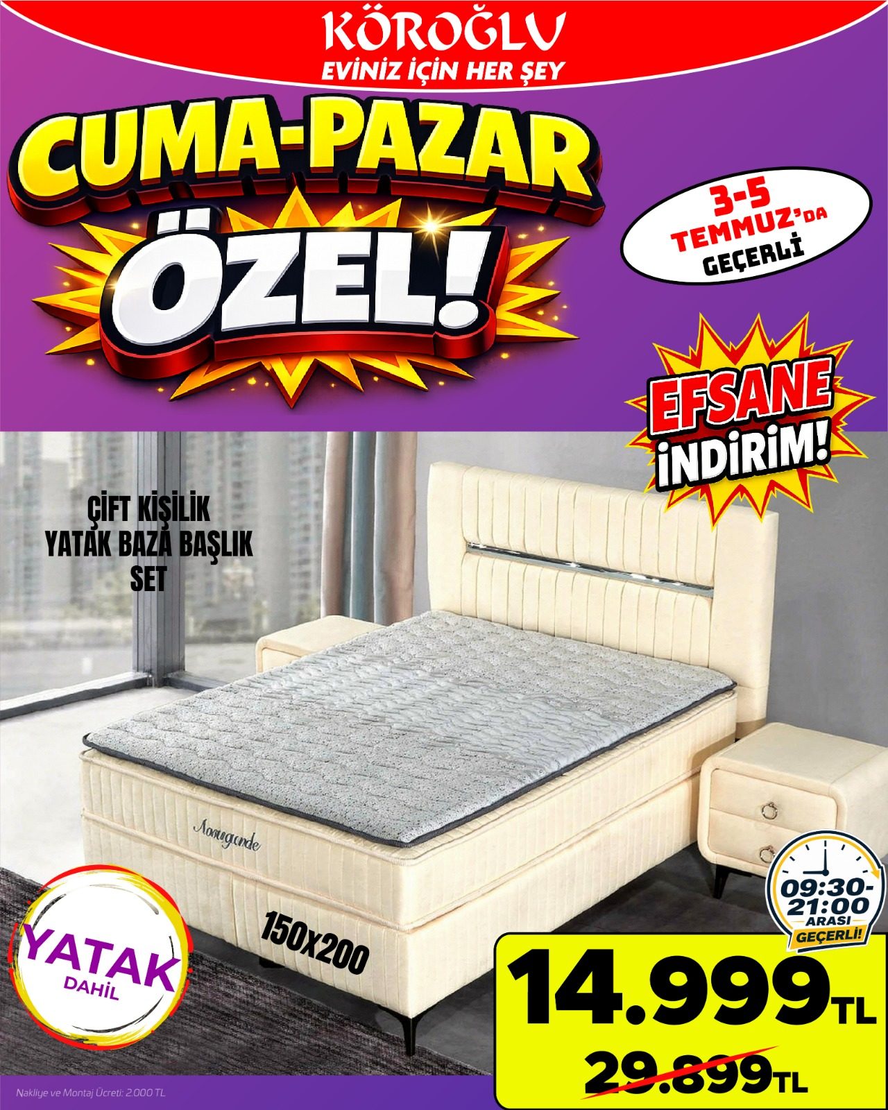 Çift Kişilik Yatak Baza Başlık Seti Main image