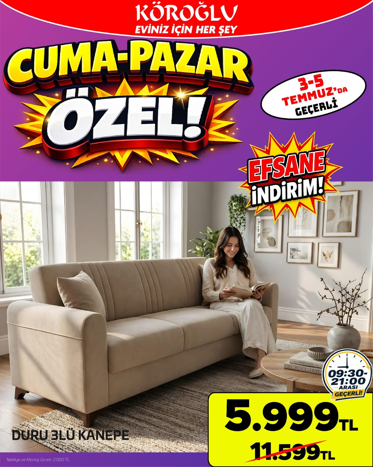 Duru 3'lü Kanepe