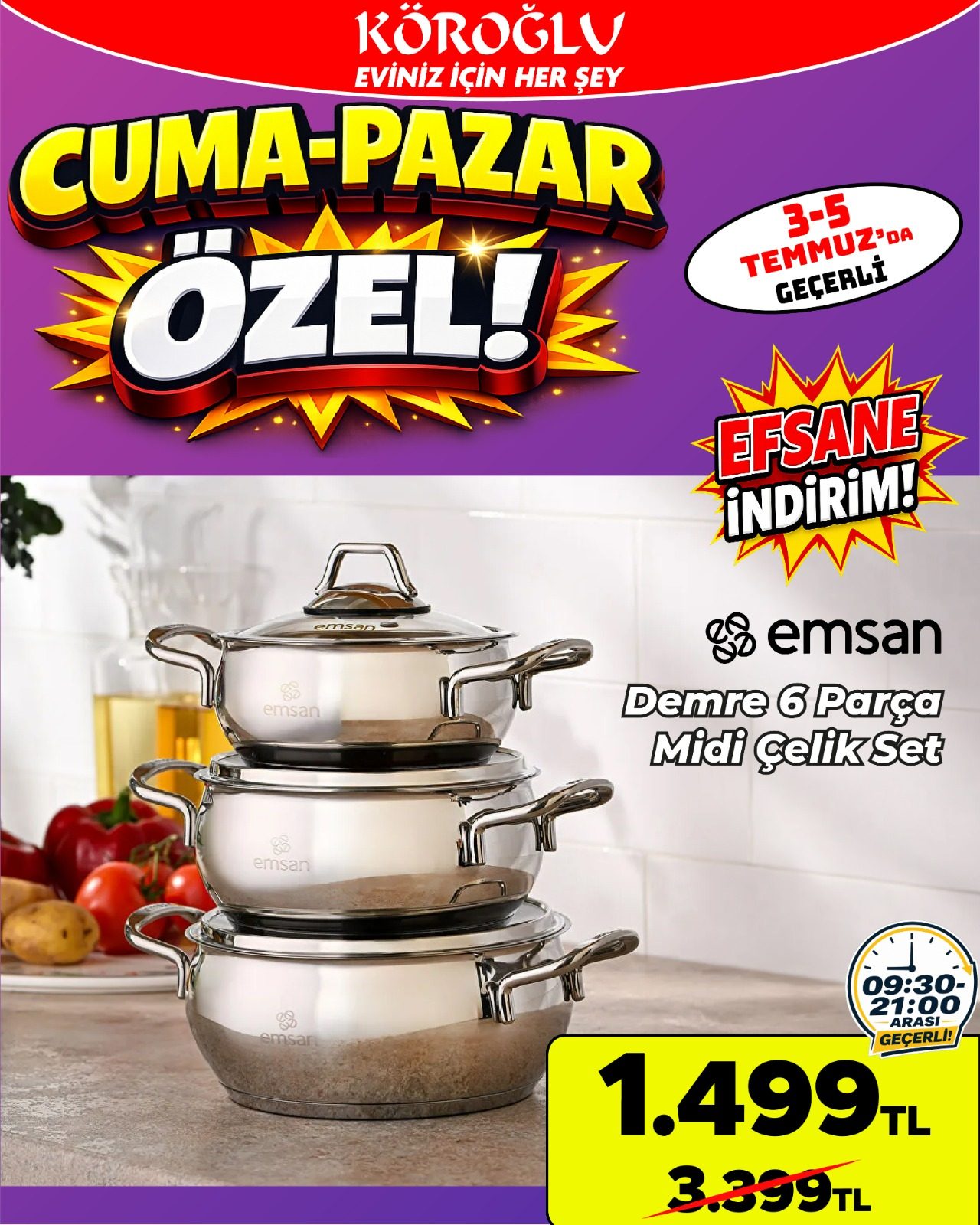 Emsan Demre 6 Parça Çelik Tencere Seti Main image