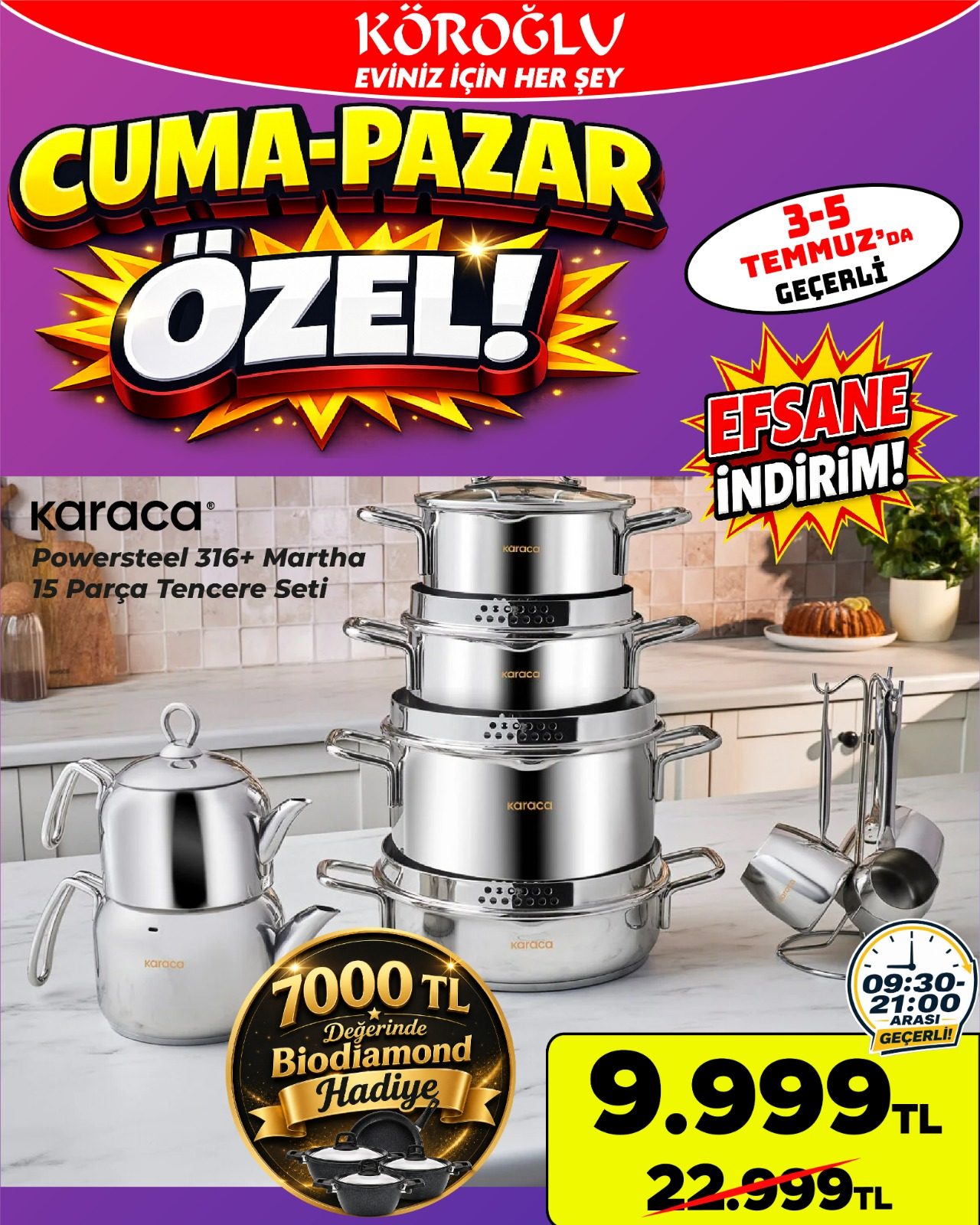 Karaca Powersteel 15 Parça Tencere Seti