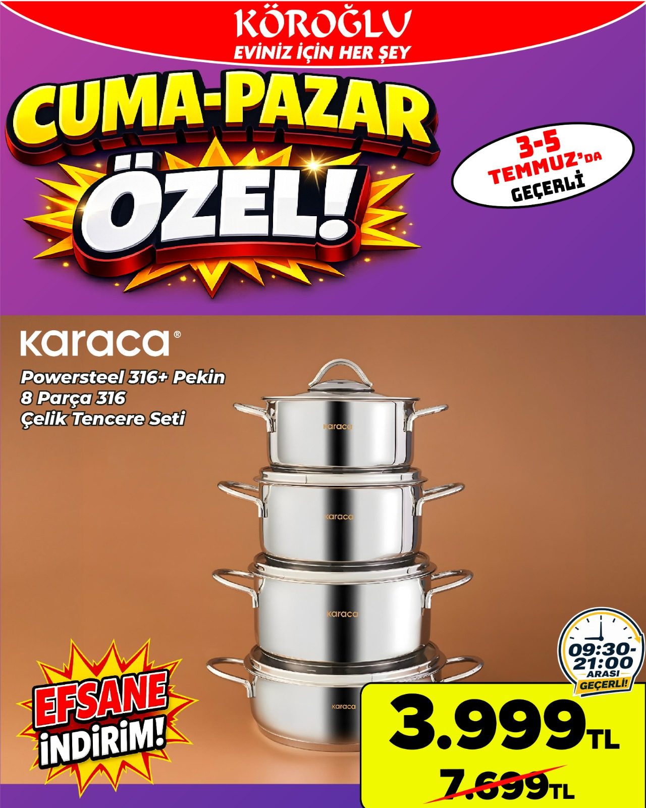 Karaca Powersteel 8 Parça Tencere Seti