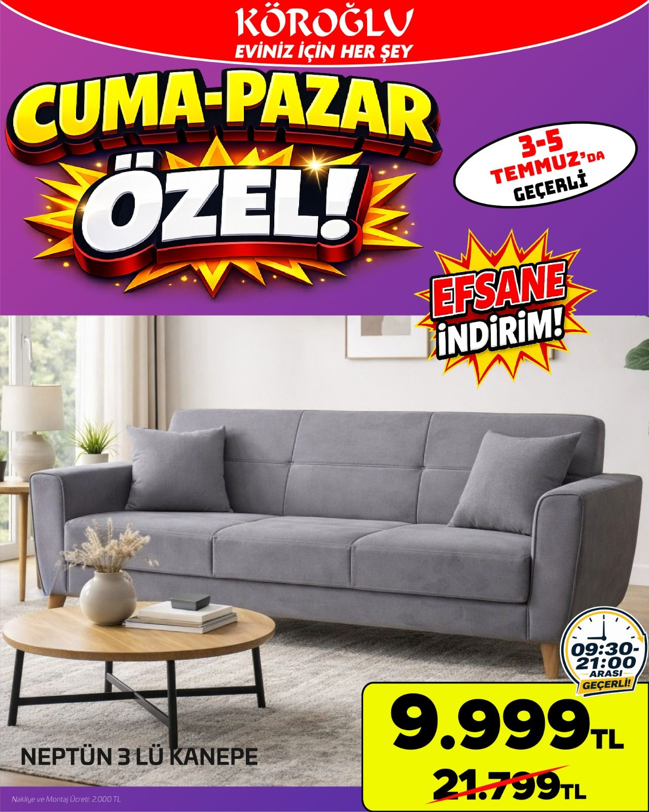 Neptün 3'lü Kanepe