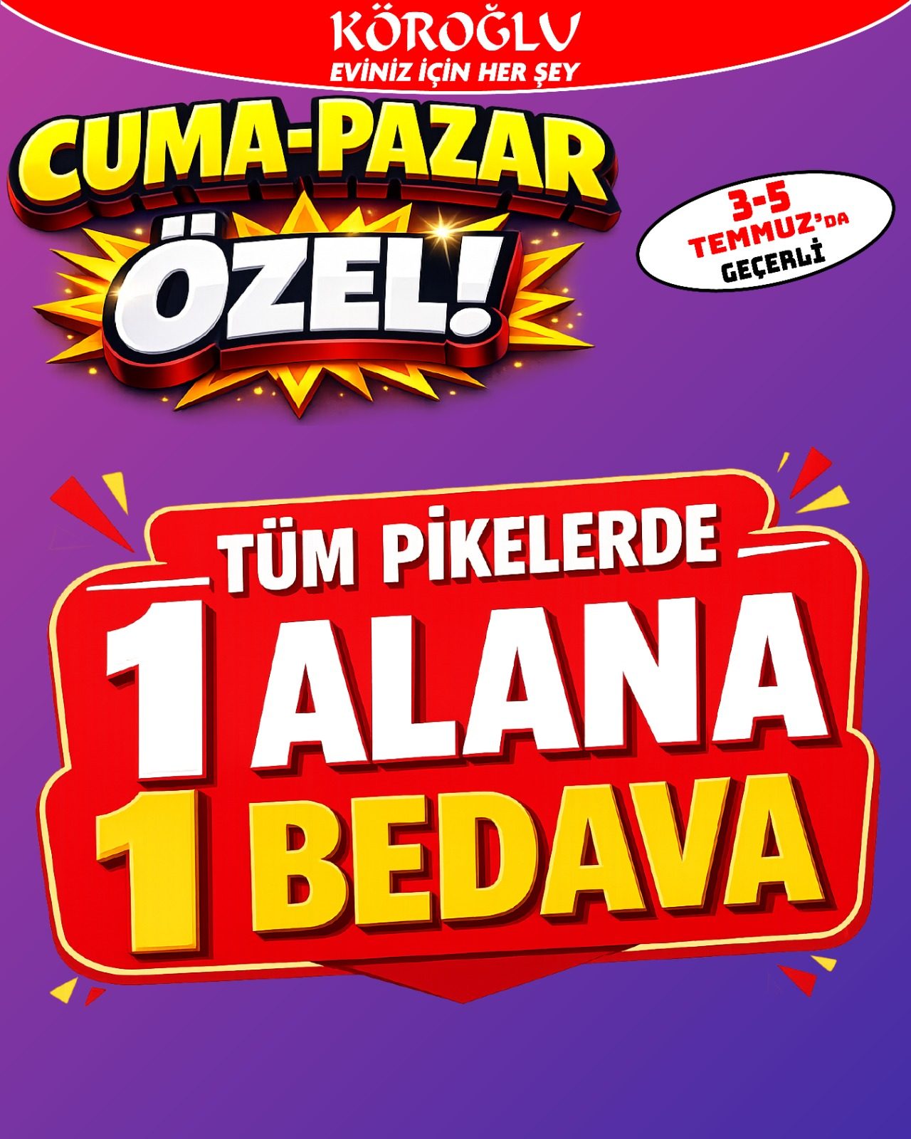 Tüm Pikelerde 1 Alana 1 Bedava