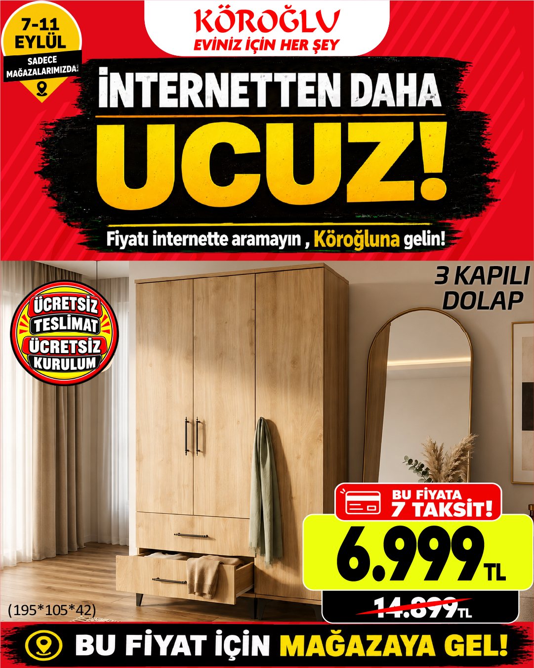 3 Kapılı Dolap