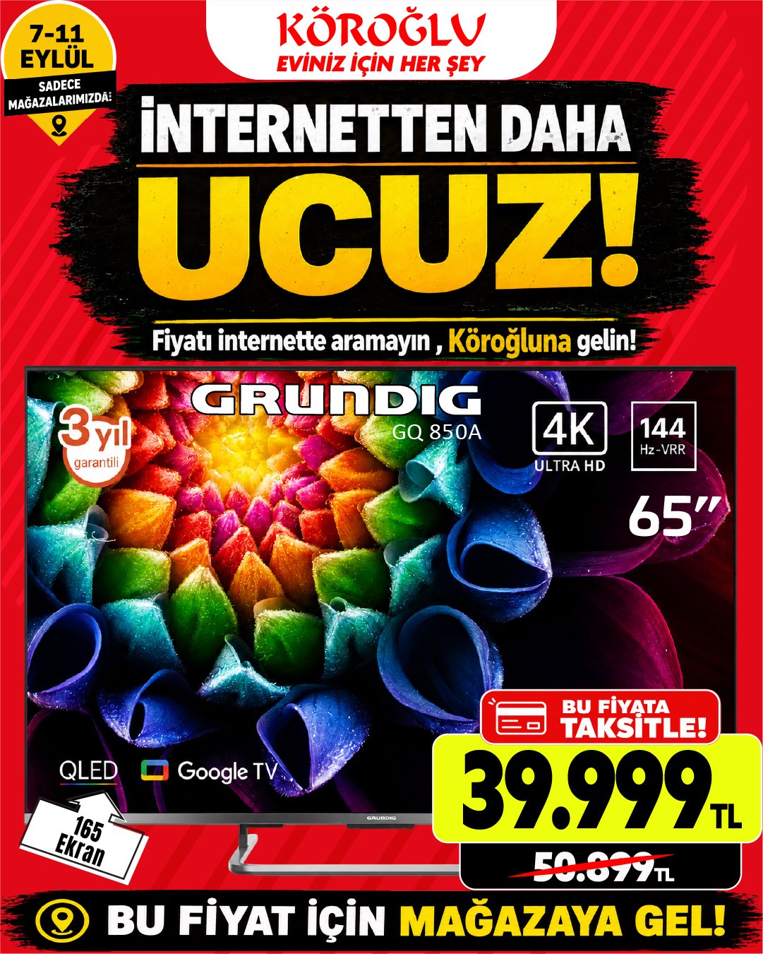 Grundig GQ 850A 65 İnç QLED Google TV