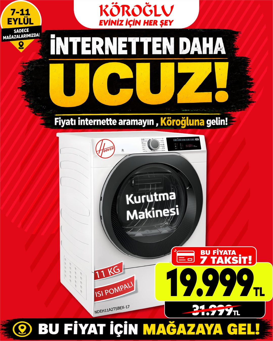 Hoover 11 Kg Kurutma Makinesi