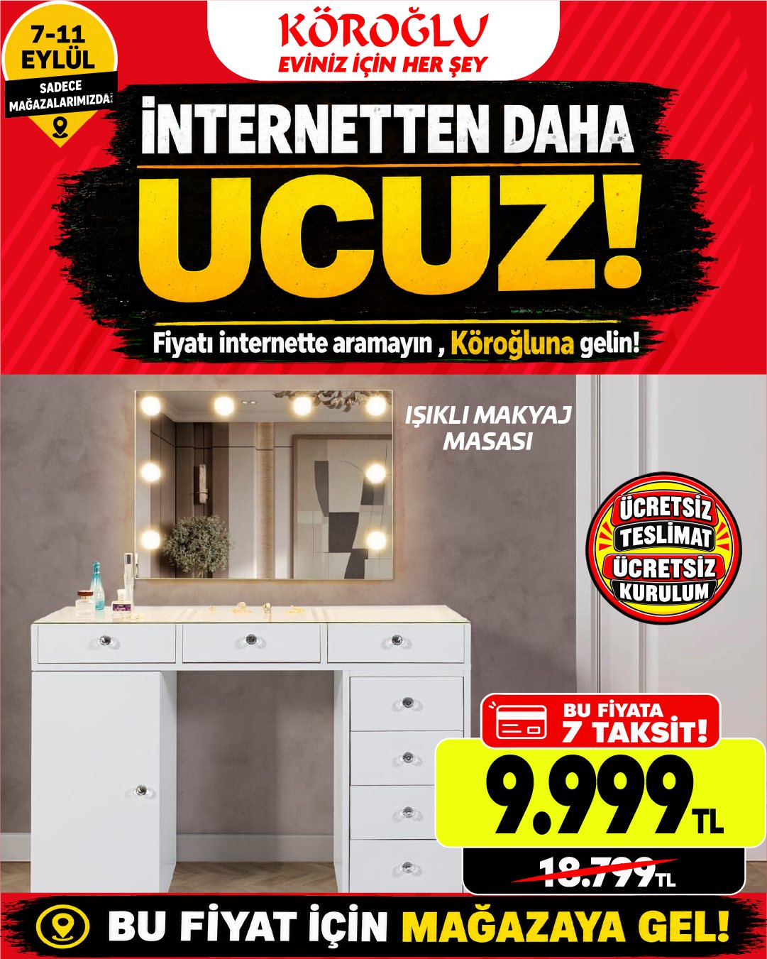 Işıklı Makyaj Masası