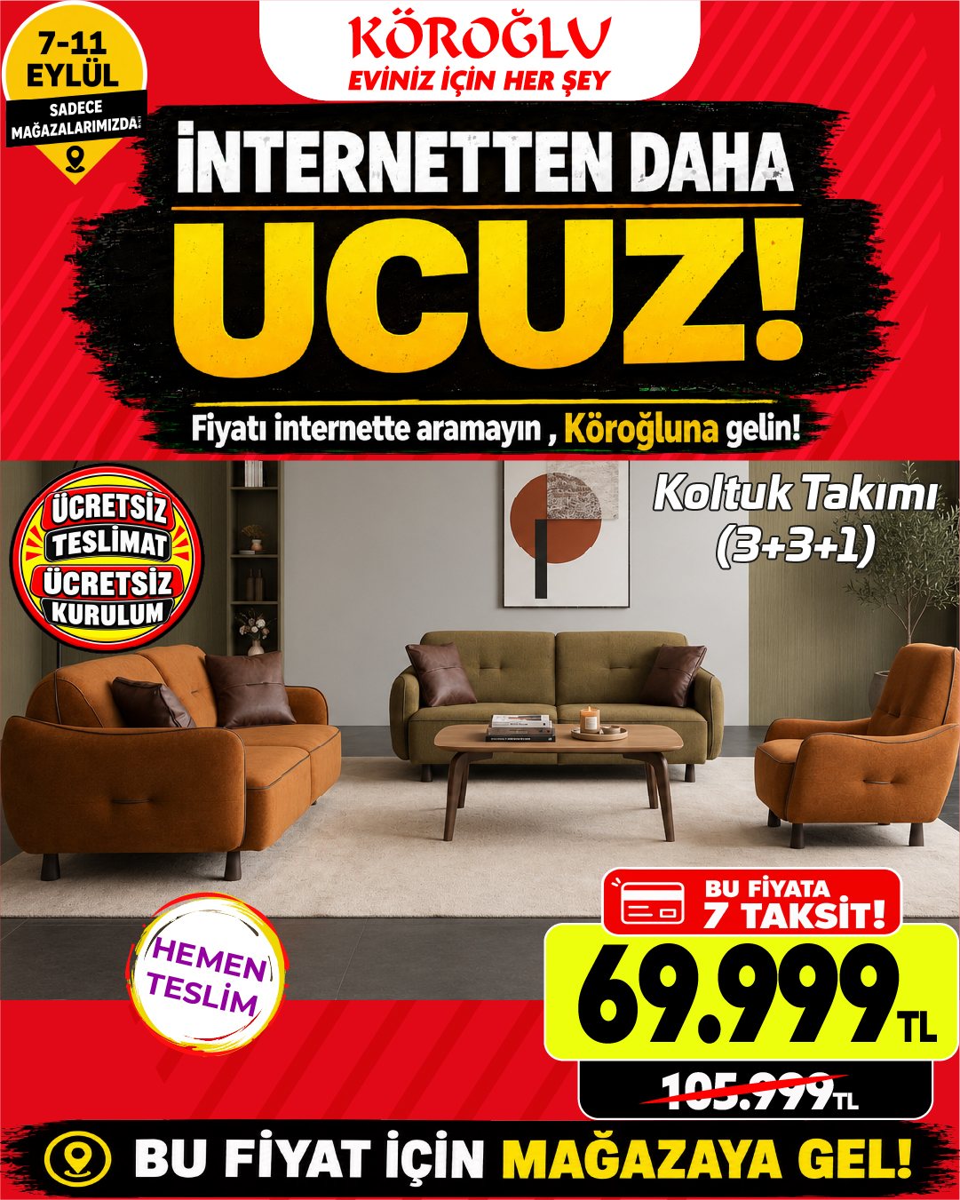 Koltuk Takımı 3+3+1 Model 1