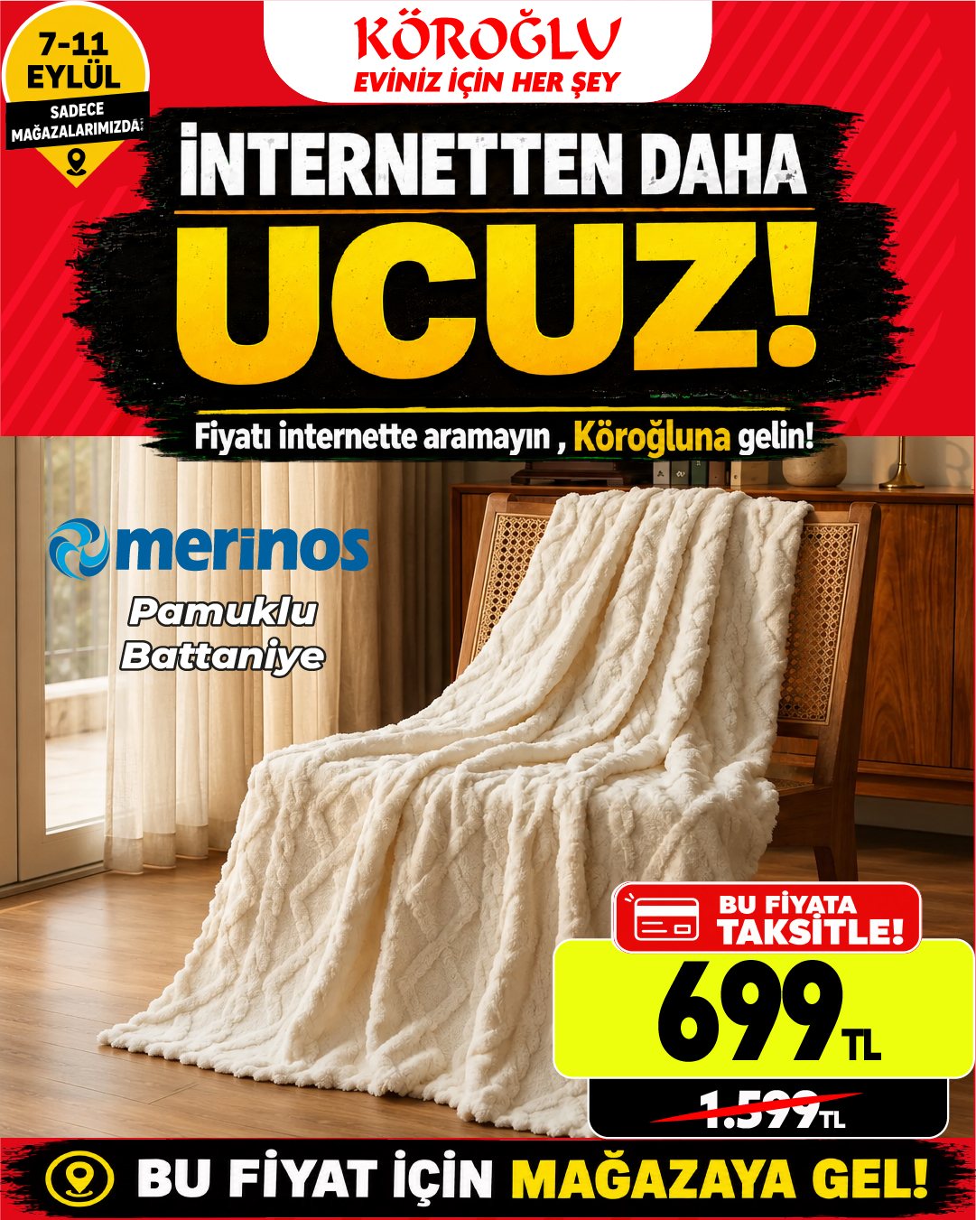 Merinos Pamuklu Battaniye