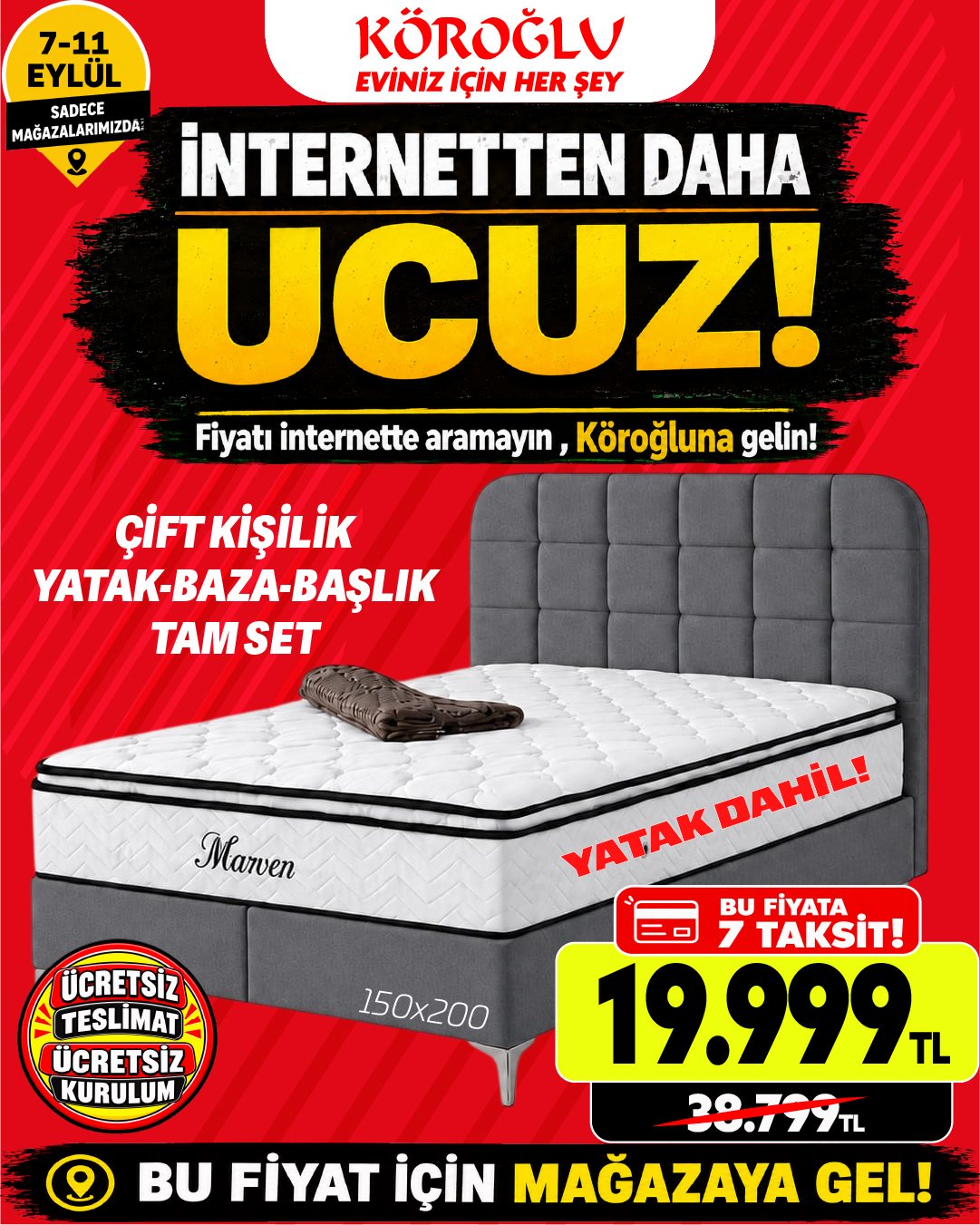 Yatak Baza Başlık Tam Set 150x200 Main image