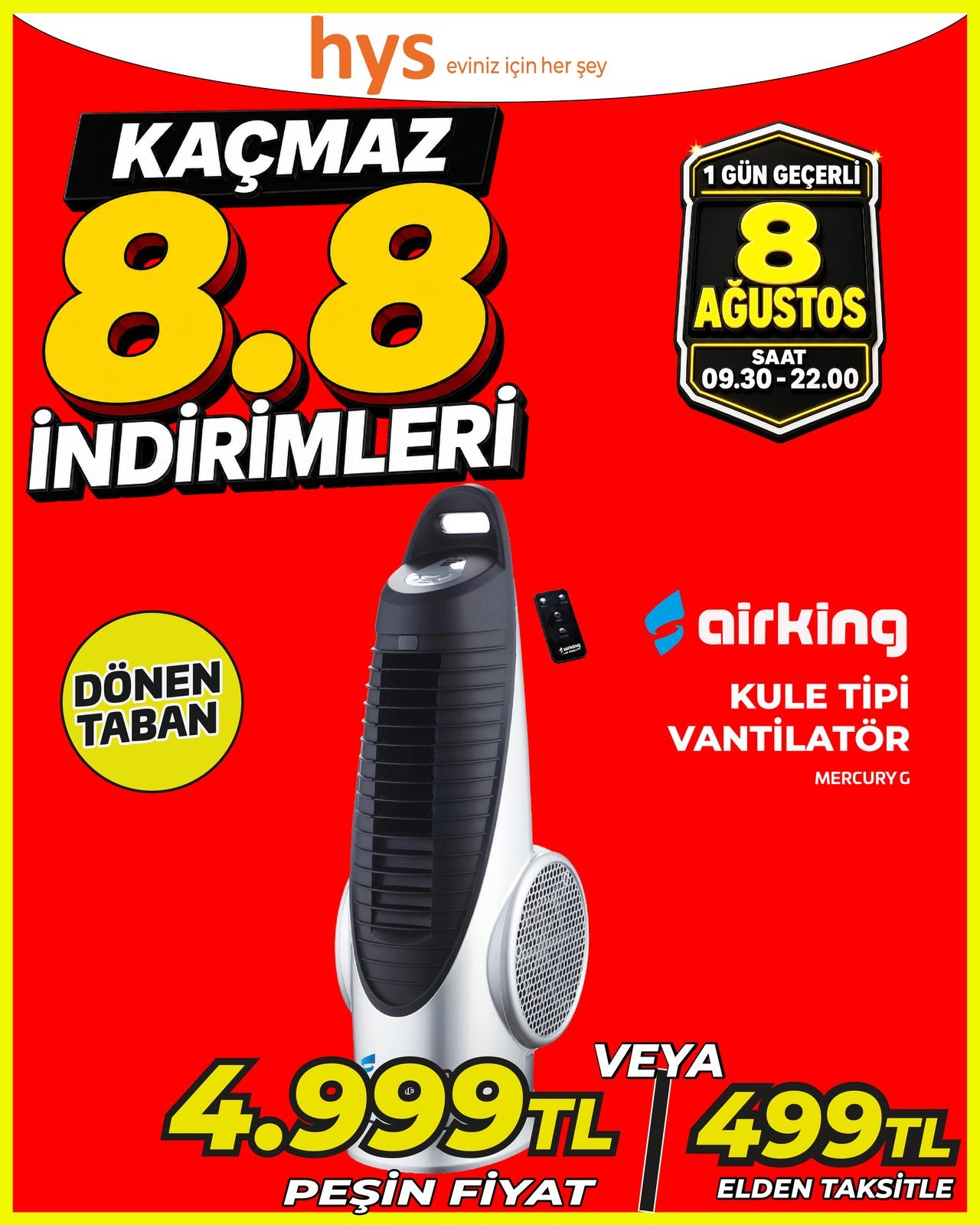 Airking Kule Tipi Vantilatör
