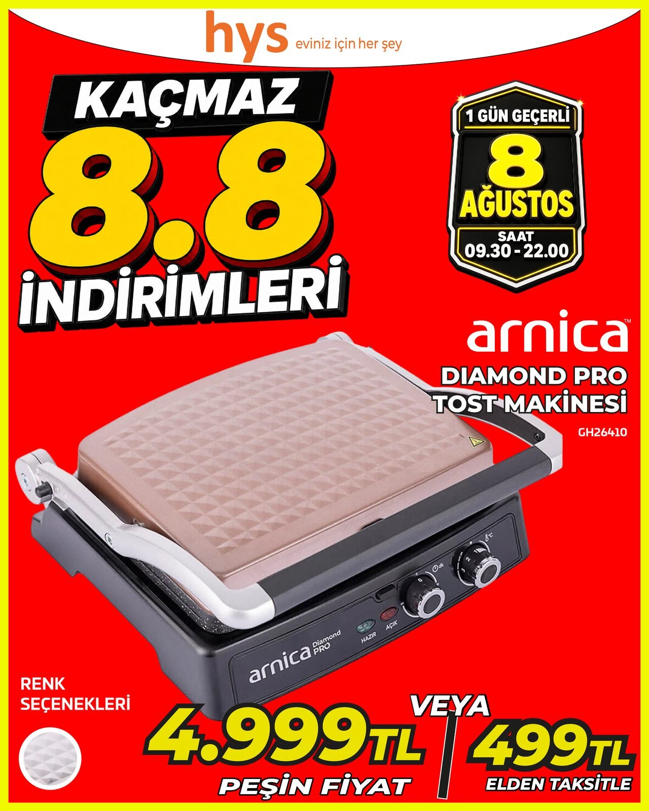 Arnica Diamond Pro Tost Makinesi