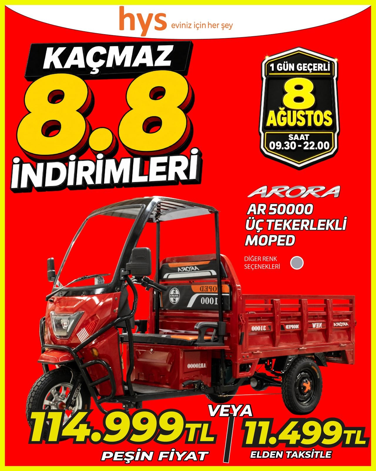 Arora AR50000 Üç Tekerlekli Moped
