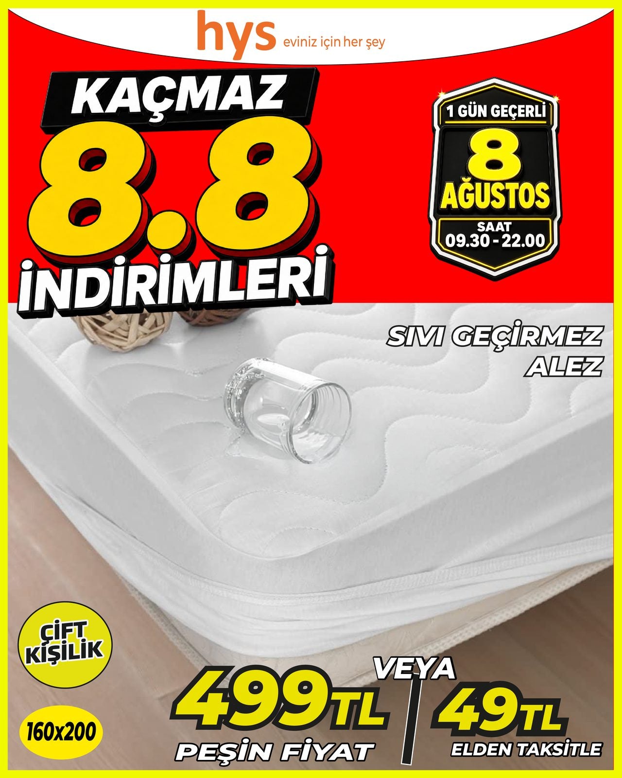 Çift Kişilik Sıvı Geçirmez Alez