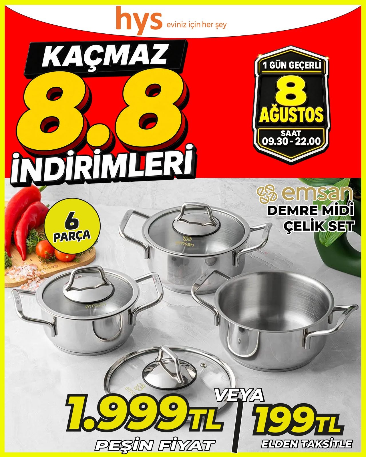 Emsan Demre Midi Çelik Set 6 Parça