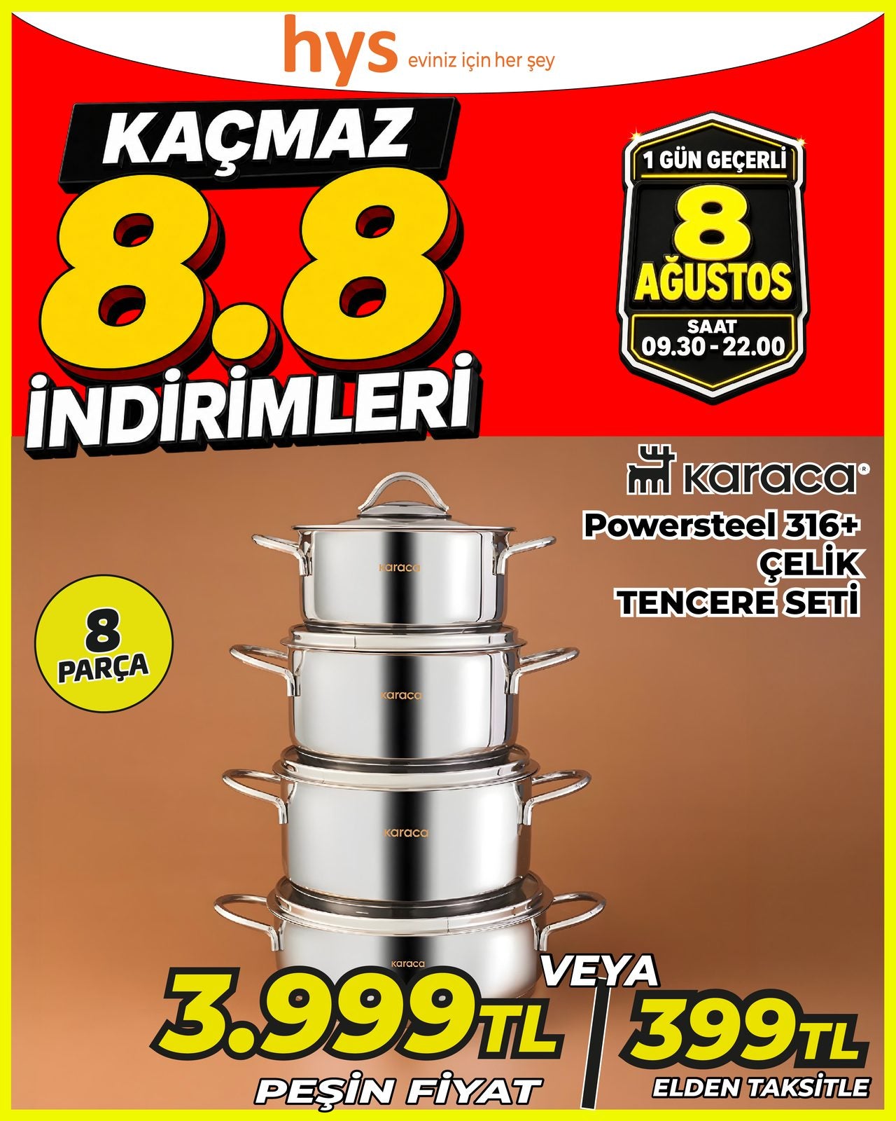 Karaca Powersteel 316 Çelik Tencere Seti 8 Parça Main image