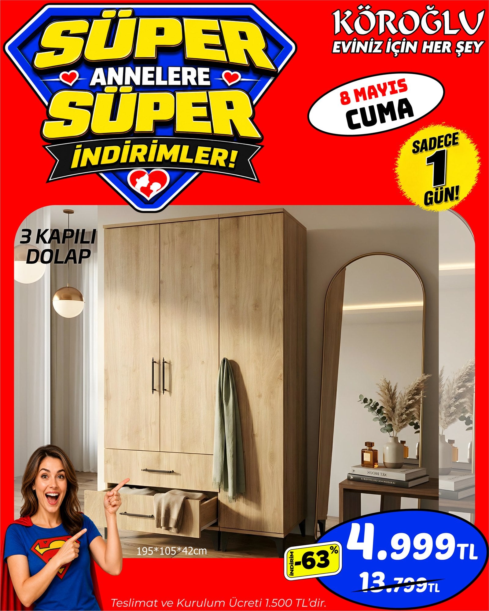 3 Kapılı Dolap