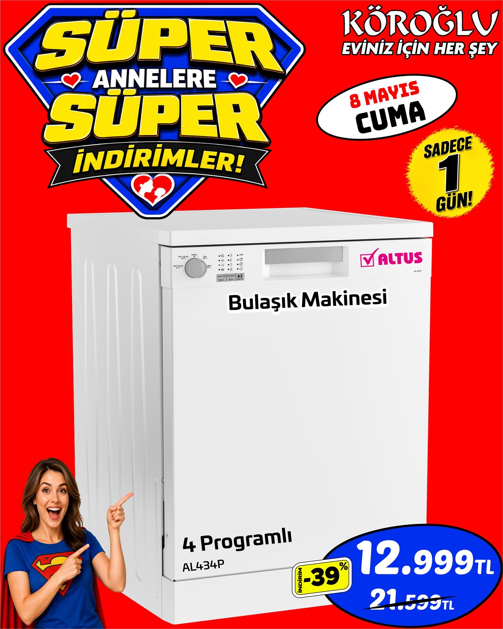 Altus 4 Programlı Bulaşık Makinesi