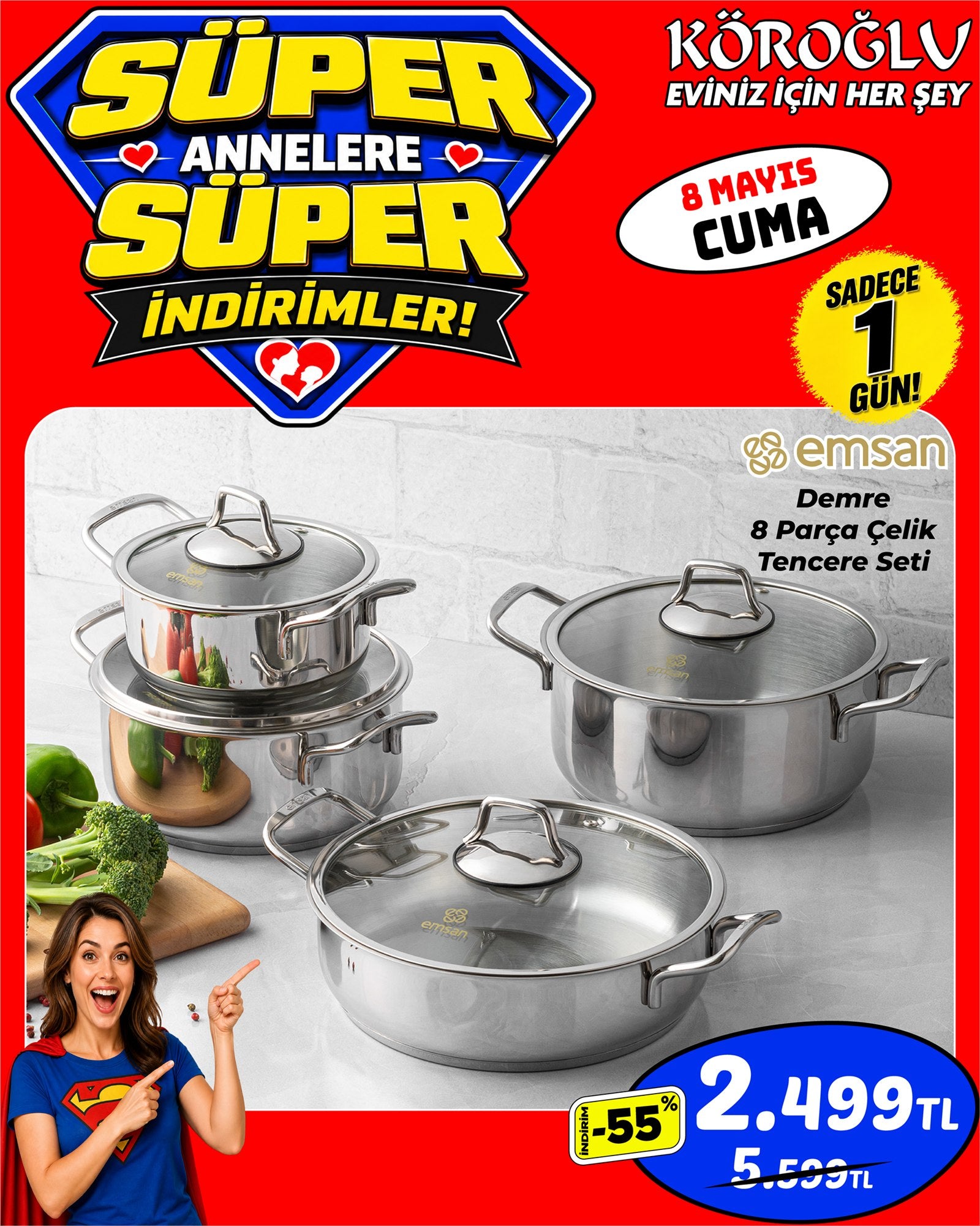 Emsan Demre 8 Parça Çelik Tencere Seti Main image