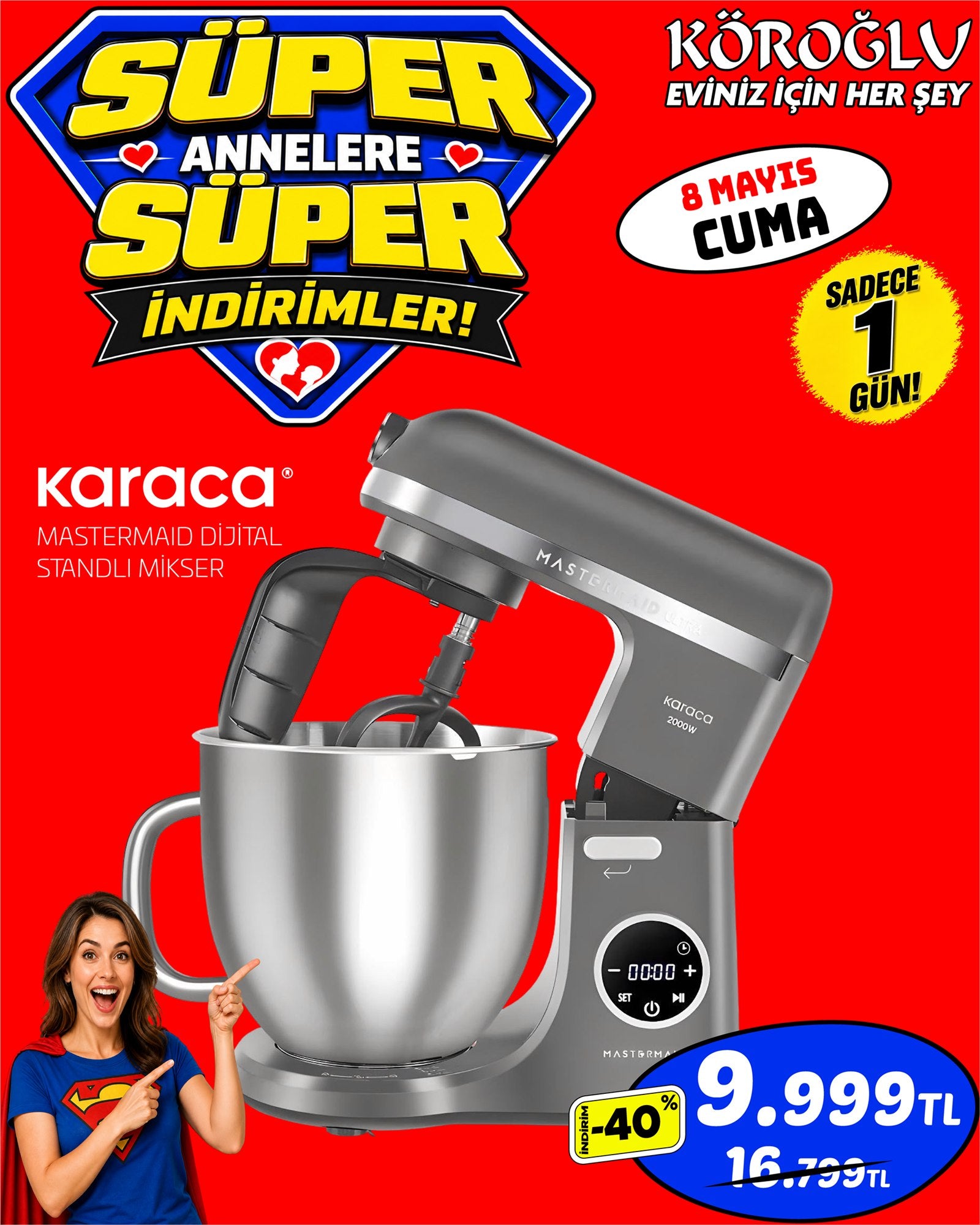 Karaca Mastermaid Dijital Standlı Mikser