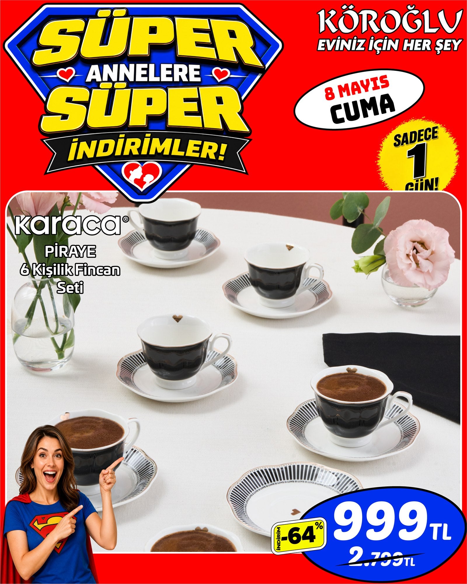 Karaca Piraye 12 Kişilik Fincan Seti
